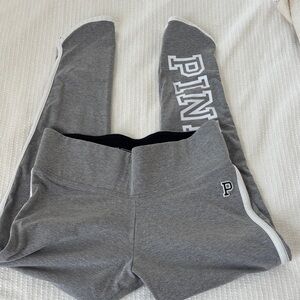 PINK Victoria's Secret Gray & White Yoga Leggings